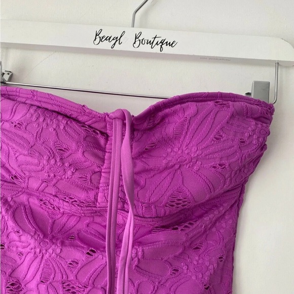 Next Purple Broderie Anglaise Layered Bandeau Swimsuit 8, 10 - Picture 3 of 4